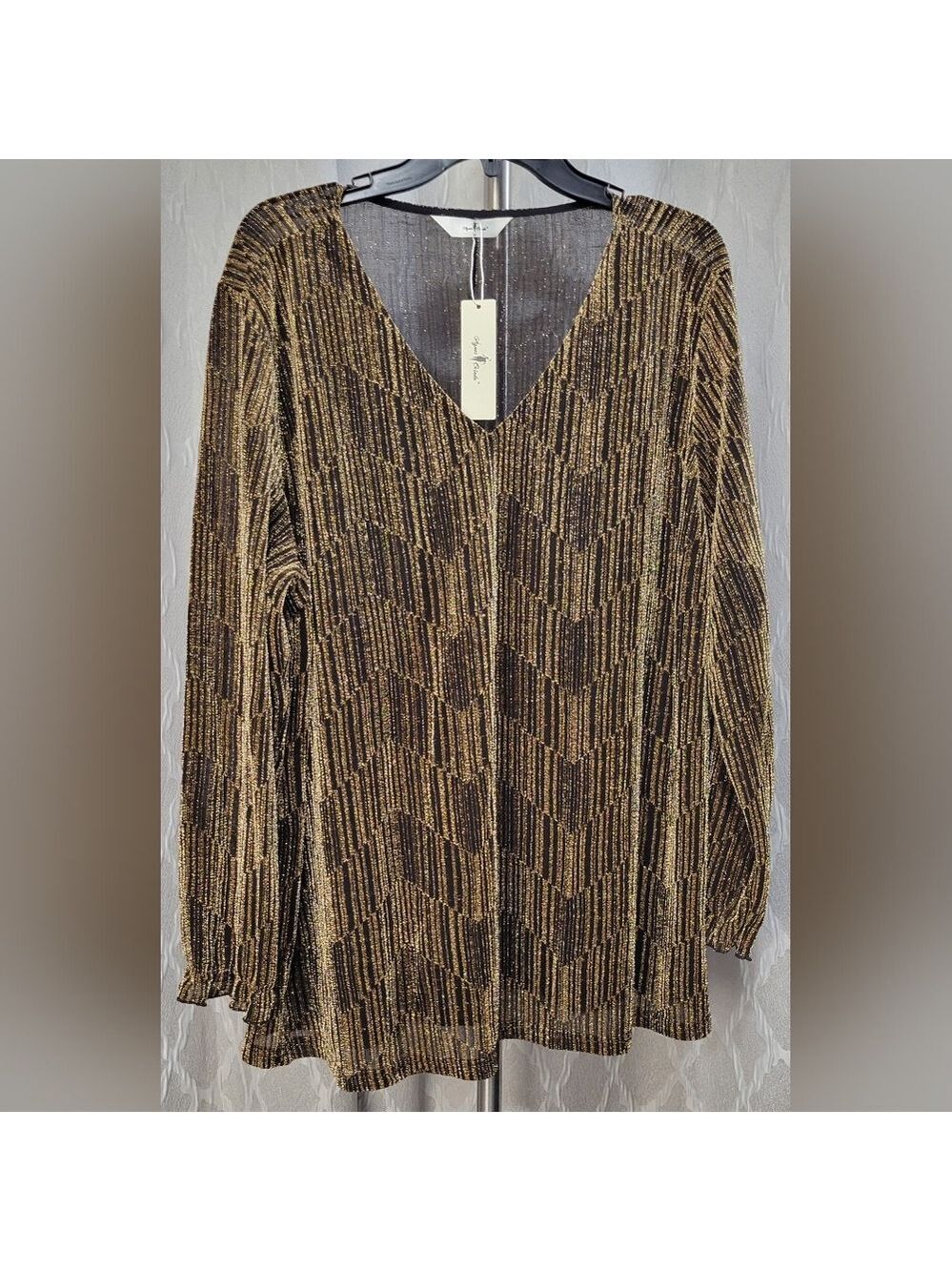 Agnes Orinda | Women's Plus Size Metallic Top | Size 3X - Picture 14 of 15